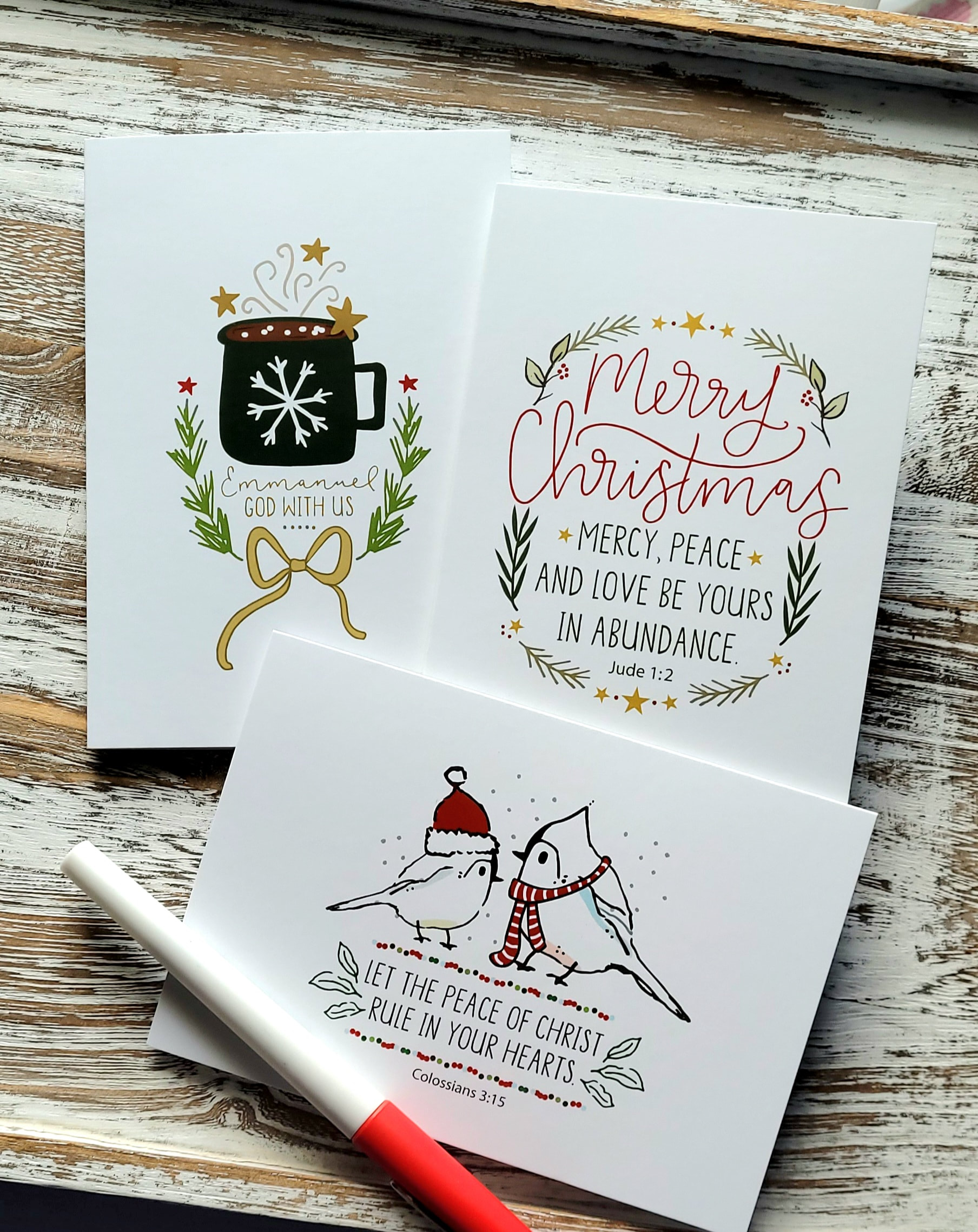 LIMITED quantities! Small Christmas cards and envelopes. Set of 12